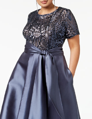 R & M Richards Women's High Low Gown Gray Size 18W