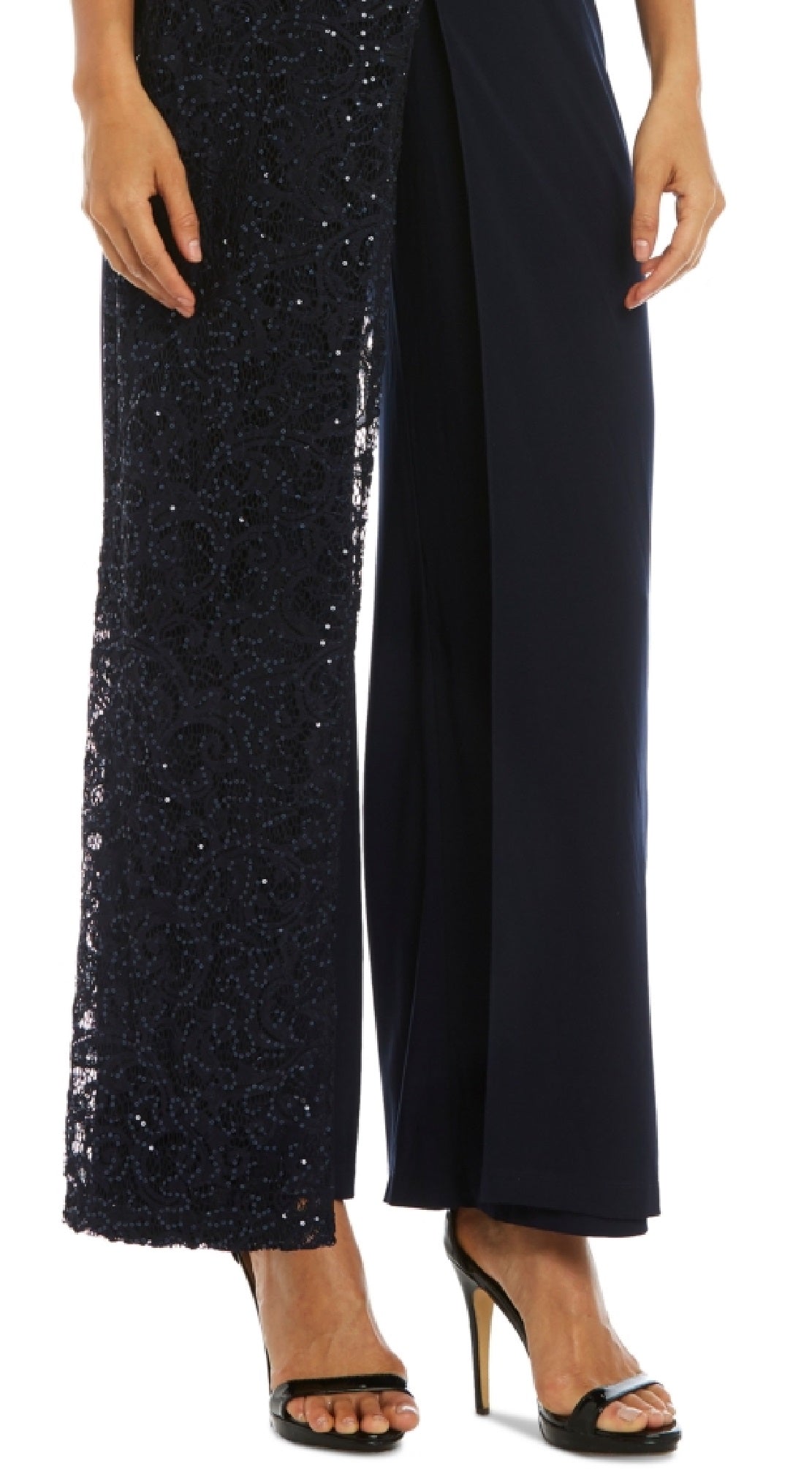 R & M Richards Women's One Shoulder Lace Jumpsuit Blue Size 6