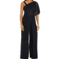 R & M Richards Women's One Shoulder Lace Jumpsuit Blue Size 12