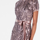R & M Richards Women's Sequin Embellished Pleated Gown Brown Size 8