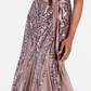 R & M Richards Women's Sequin Embellished Pleated Gown Brown Size 8