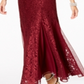 R & M Richards Women's Embellished Lace Gown Wine Size 16