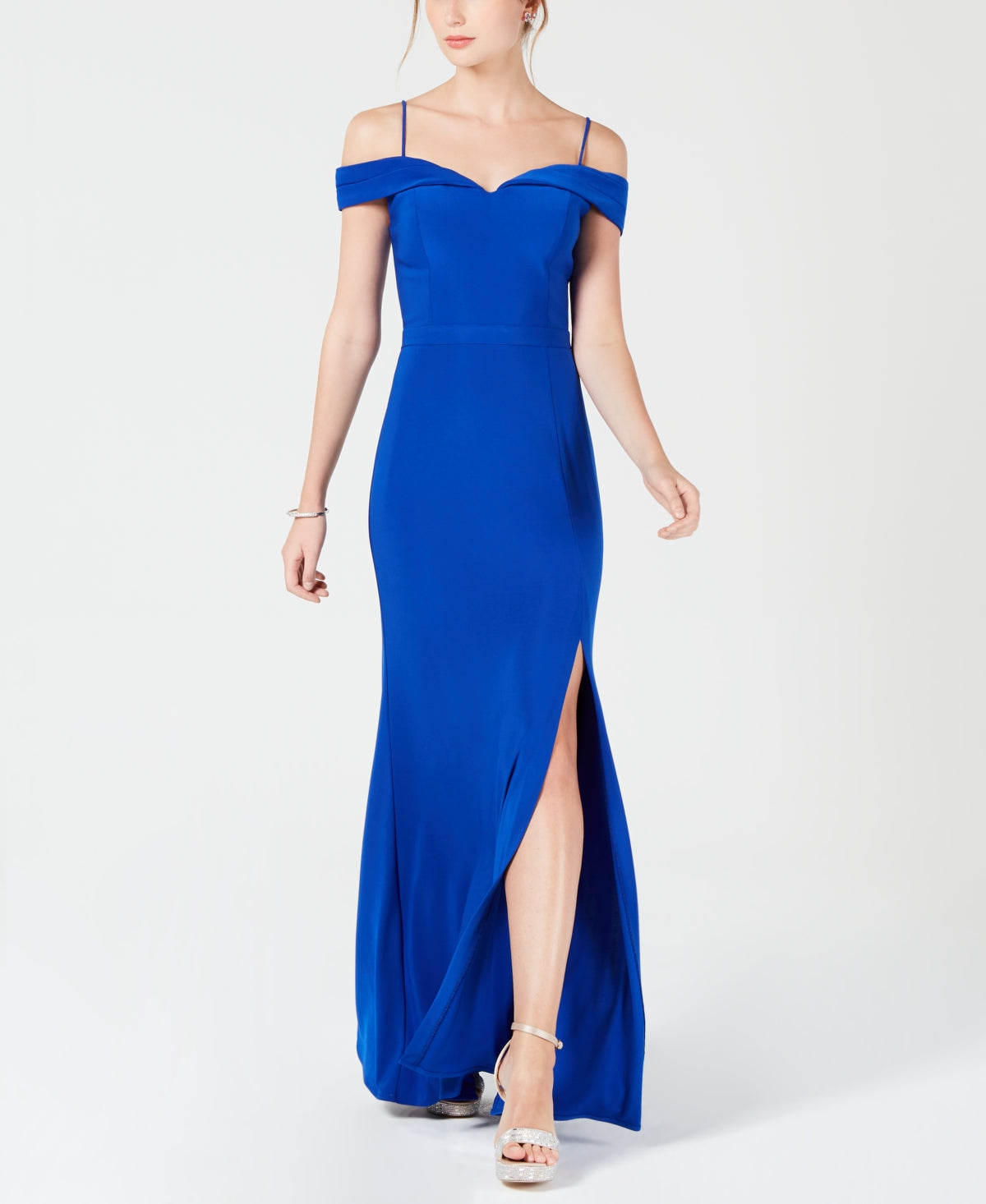 Morgan & Company Junior's Cold Shoulder Gown Blue Size 5