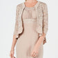 R & M Richards Women's Sequined Lace Empire Waist Gown & Jacket Brown Size 12