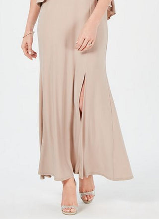 R & M Richards Women's Sequined Lace Empire Waist Gown & Jacket Brown Size 12