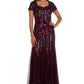 R & M Richards Women's Sequined Ribbon Belt Gown Purple Size 14