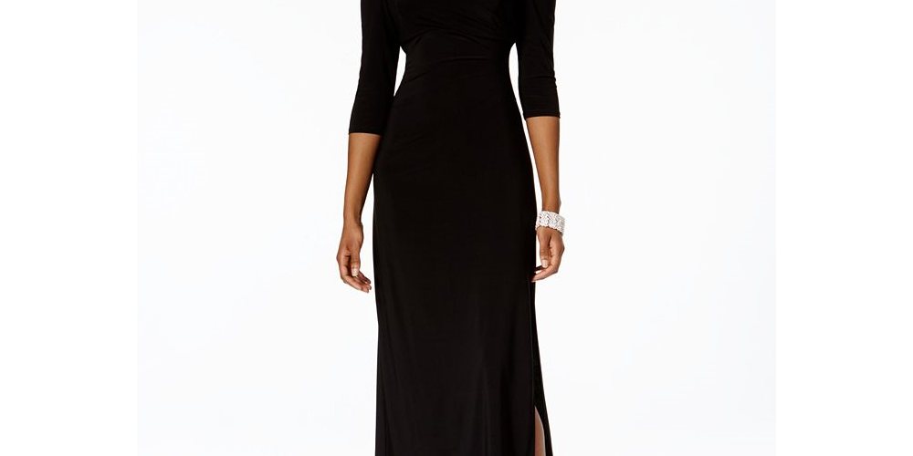 R & M Richards Women's Cold Shoulder Gown Gray Size 8