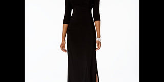 R & M Richards Women's Cold Shoulder Gown Gray Size 8