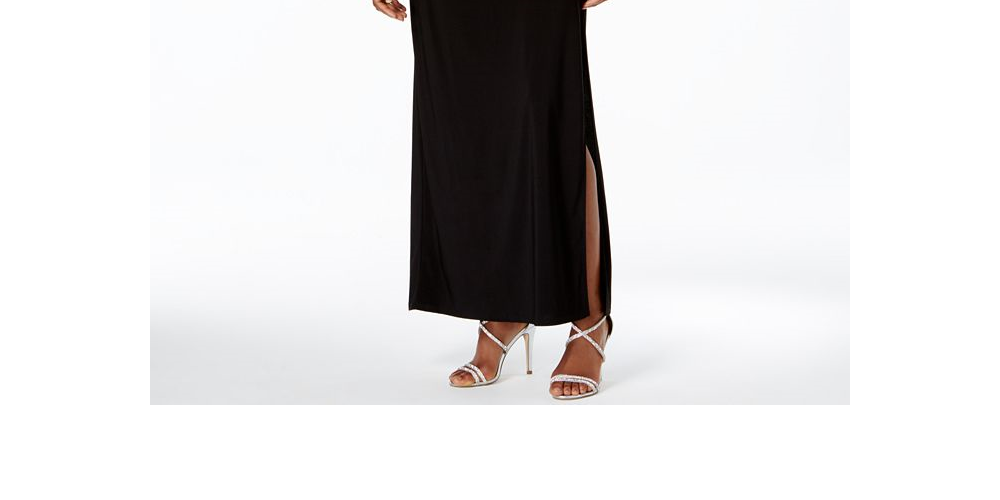 R & M Richards Women's Cold Shoulder Gown Gray Size 8