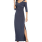 R & M Richards Women's Cold Shoulder Gown Gray Size 8