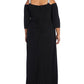 R & M Richards Women's Embellished Cold Shoulder Gown Gray Size 22W