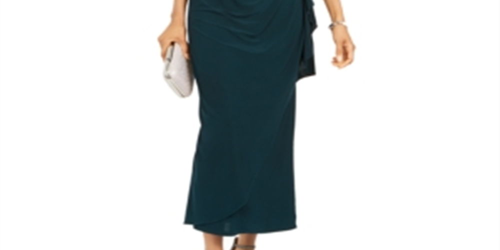 R & M Richards Women's Cropped Jacket & Ruffled Gown Green Size 8