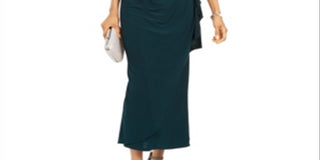 R & M Richards Women's Cropped Jacket & Ruffled Gown Green Size 8