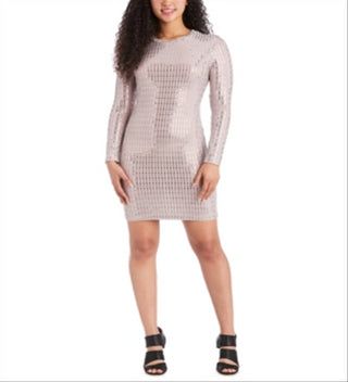 Morgan & Company Junior's Metallic Bodycon Dress Brown Size Small