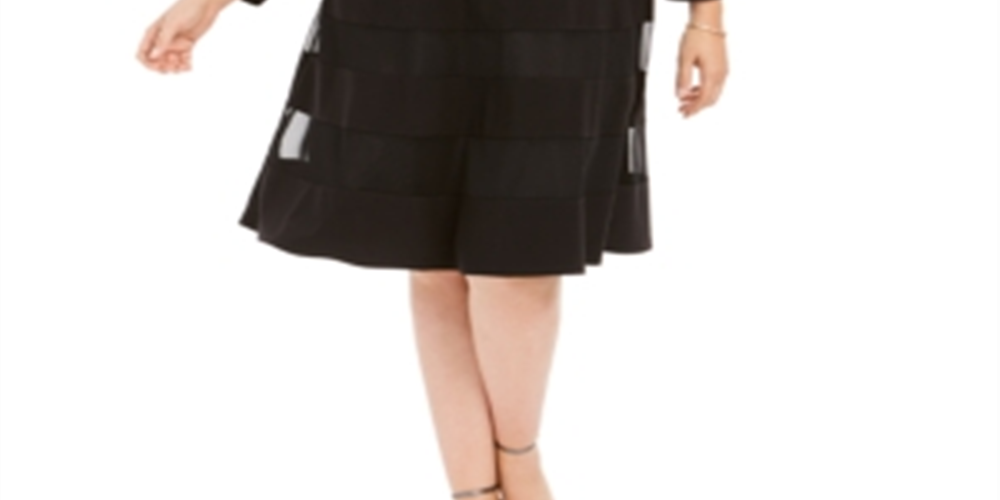 R&M Richards Women's V Neck Illusion Cocktail And Party Dress Black Size 20W