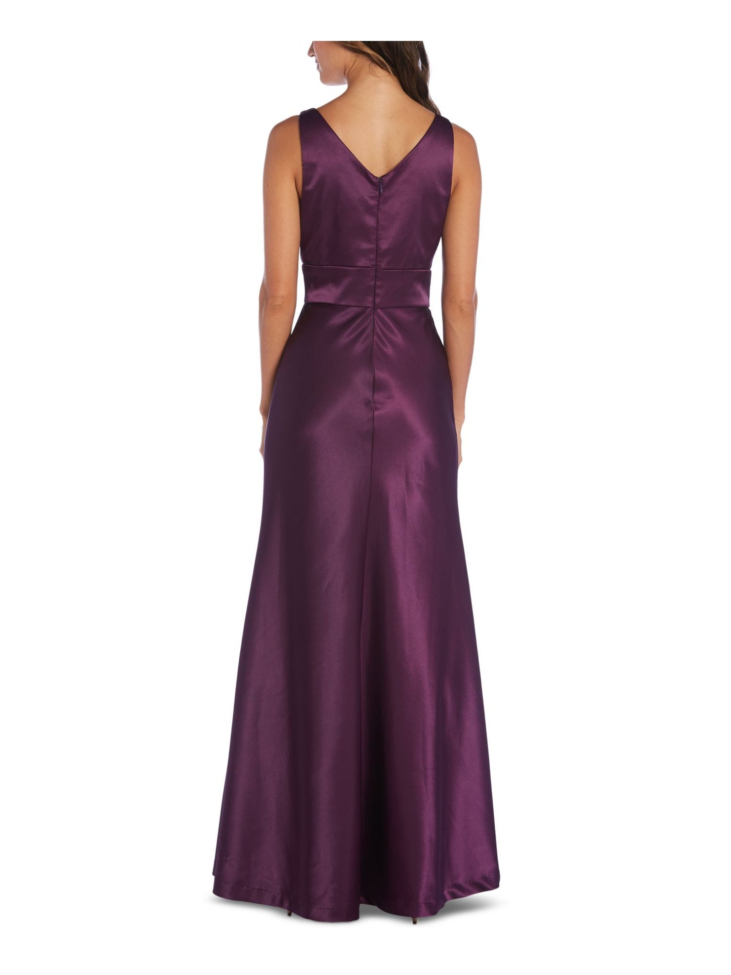 Nightway Women's Surplice Satin Gown Purple Size 12