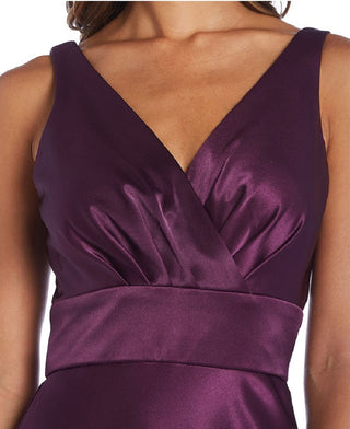 Nightway Women's Surplice Satin Gown Purple Size 12