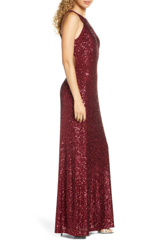 Morgan & Company Women's Sequined Cut Out Formal Dress Red Size 11