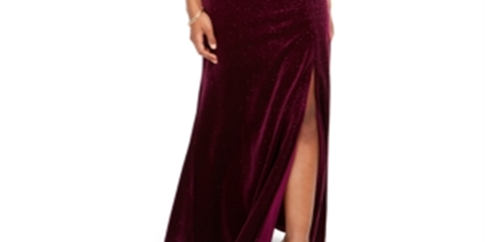 Morgan & Co. Women's Glitter Maxi Evening Dress Red Size 13