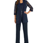 R & M Richards Women's Soutache Jacket Shell & Pants Blue Size 8