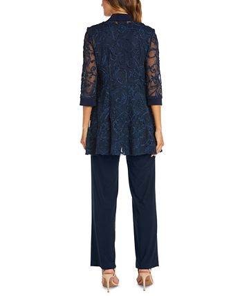 R & M Richards Women's Soutache Jacket Shell & Pants Blue Size 8