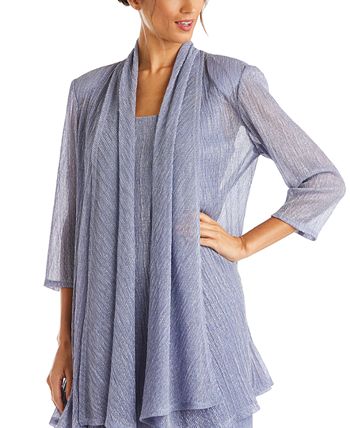 R&M Richards Women's Crinkle Knit Dress & Jacket Blue Size 8 Petite