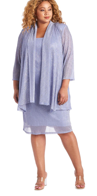 R & M Richards Women's Crinkle Knit Dress & Jacket Blue Size 10Petite