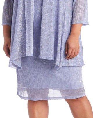 R & M Richards Women's Crinkle Knit Dress & Jacket Blue Size 10Petite