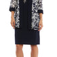 R & M Richards Women's Sheath Dress & Printed Jacket Blue Size 4PPetite
