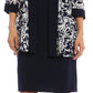 R & M Richards Women's Sheath Dress & Printed Jacket Blue Size 4PPetite