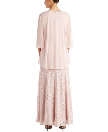 R & M Richards Women's Beaded Dress & Flyaway Jacket Pink Size 6