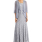 R & M Richards Women's Beaded Dress & Flyaway Jacket Gray Size 10