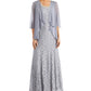 R & M Richards Women's Beaded Dress & Flyaway Jacket Gray Size 10