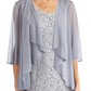 R & M Richards Women's Beaded Dress & Flyaway Jacket Gray Size 10