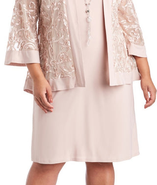 R & M Richards Women's Dress & Soutache Jacket Pink Size 14W