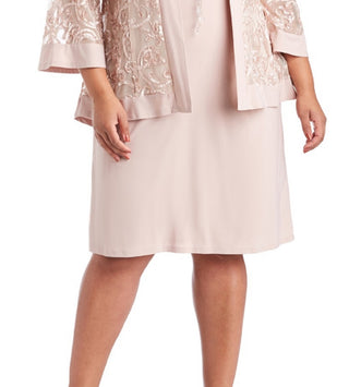 R & M Richards Women's Dress & Soutache Jacket Pink Size 16W