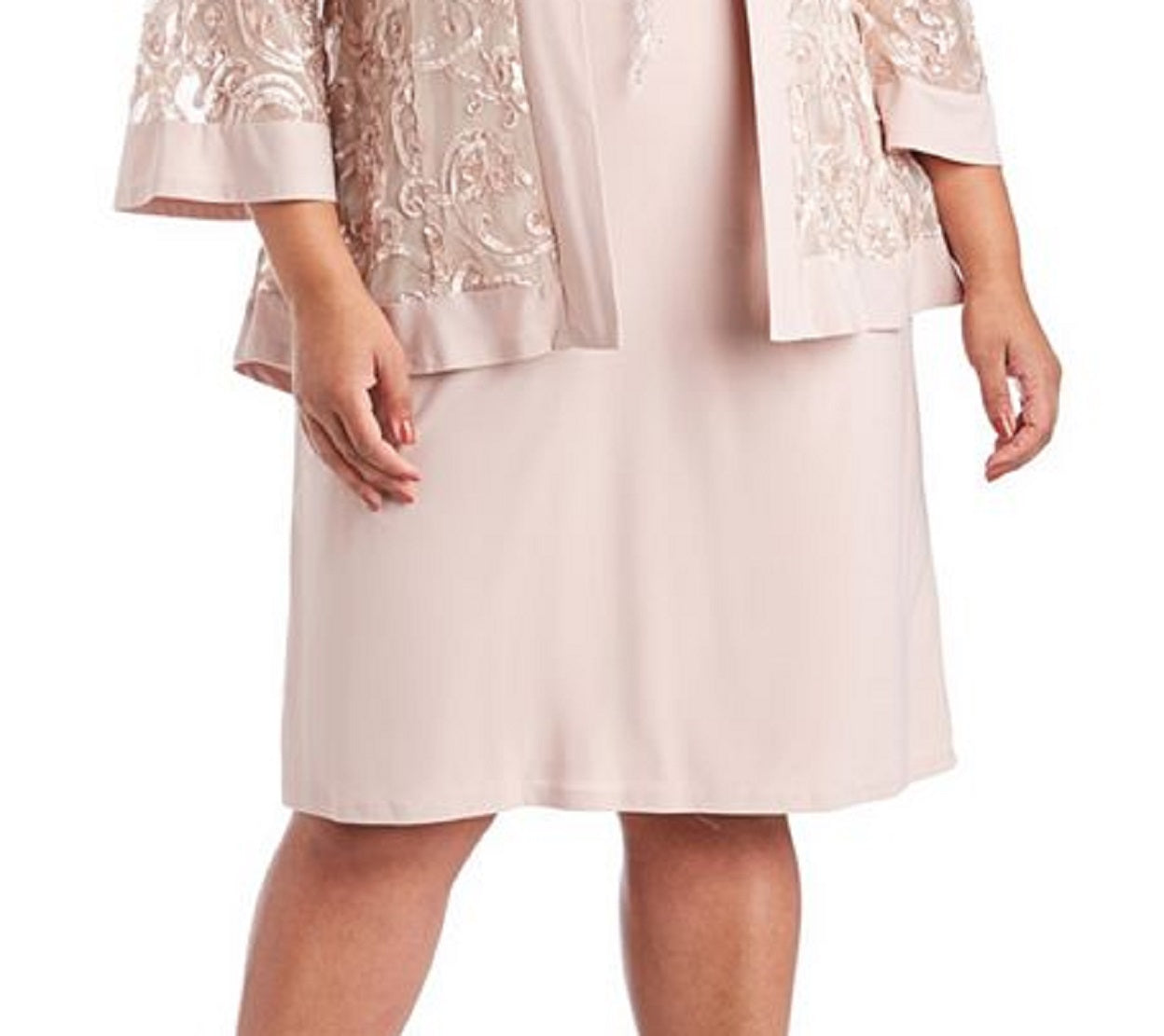 R & M Richards Women's Dress & Soutache Jacket Pink Size 18W
