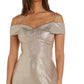 Nightway Women's Off The Shoulder Metallic Gown Brown Size 10Petite