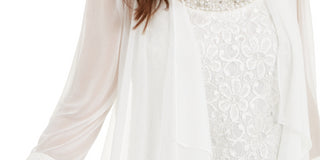 Nightway Women's Beaded Tank & Chiffon Jacket White Size Medium