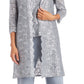 R & M Richards Women's 3 Pc Sequined Lace Pantsuit & Jacket Gray Size 16