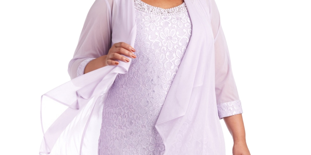 R & M Richards Women's Lace Dress & Jacket Purple Size 14W