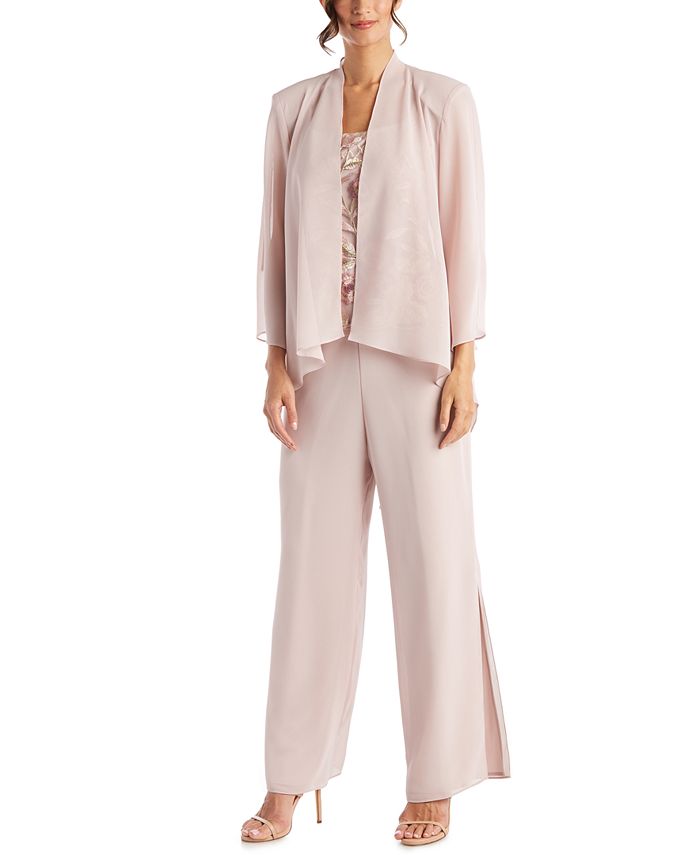 R & M Richards Women's 3 Pc Pantsuit Pink Size 12 Petite