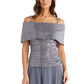 R & M Richards Women's Cold Shoulder Sequinned Gown Gray Size 6