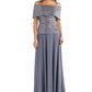 R & M Richards Women's Cold Shoulder Sequinned Gown Gray Size 6