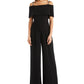 R & M Richards Women's Cold-Shoulder Jumpsuit Black Size 8 Petite