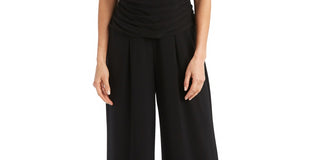 R & M Richards Women's Cold-Shoulder Jumpsuit Black Size 8 Petite