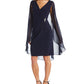 R & M Richards Women's Embellished Chiffon Cape Dress Black Size 8Petite