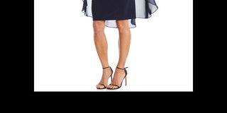 R & M Richards Women's Embellished Chiffon Cape Dress Black Size 8Petite