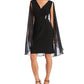R & M Richards Women's Embellished Chiffon Cape Dress Black Size 8Petite