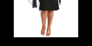 R & M Richards Women's Embellished Chiffon Cape Dress Black Size 18W